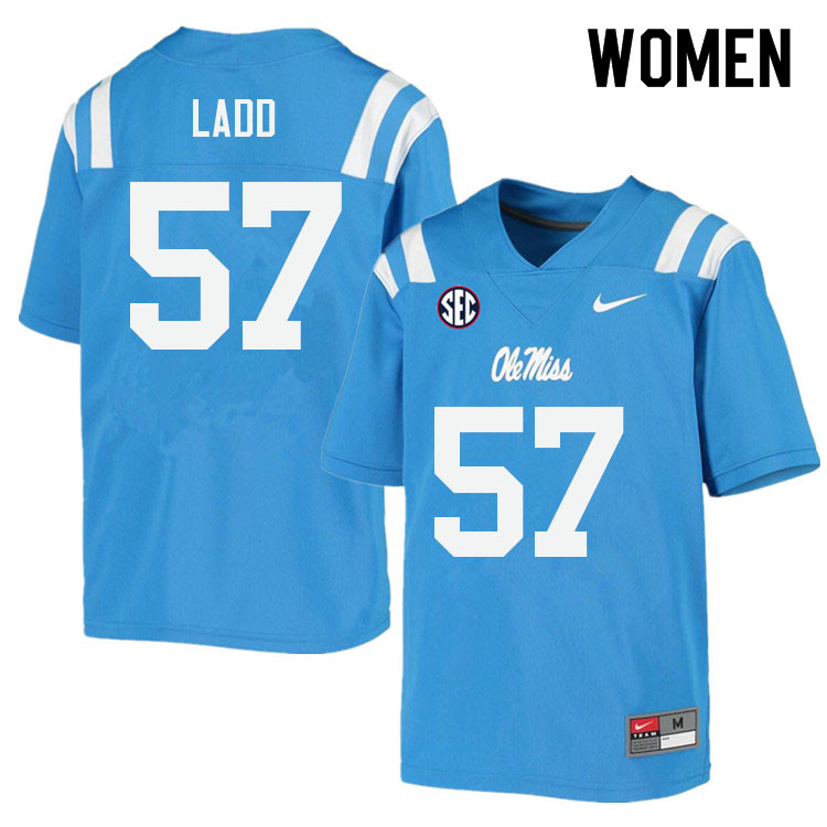 Clayton Ladd Ole Miss Rebels NCAA Women's Powder Blue #57 Stitched Limited College Football Jersey AWJ6558DR
